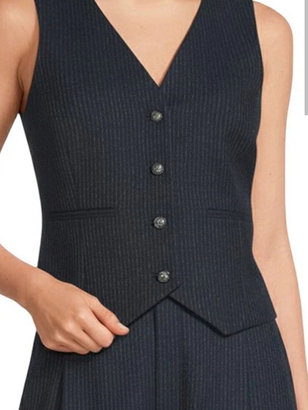 Navy Pinstripe Buttoned Vest Alex Marie